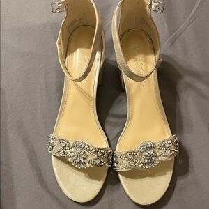 Betsey Johnson Cream Embellished Heels